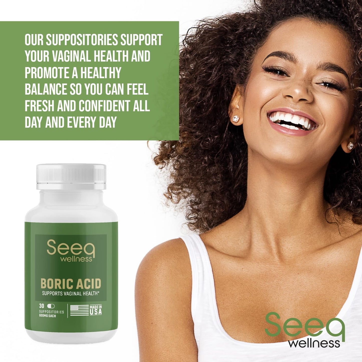 Seeq Wellness Boric Acid Vaginal Suppositories - Helps Support Odor Control and Balance Vaginal PH Seeq WellnessBuy Supplements Australia