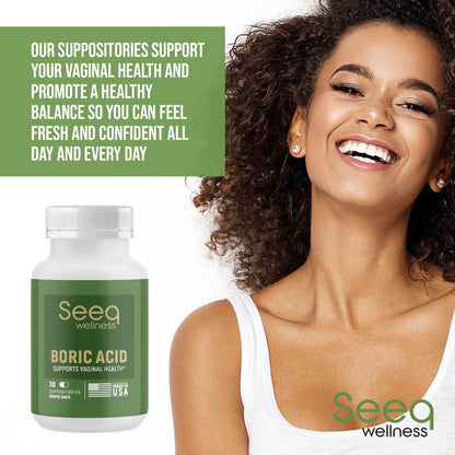 Seeq Wellness Boric Acid Vaginal Suppositories - Helps Support Odor Control and Balance Vaginal PH Seeq WellnessBuy Supplements Australia