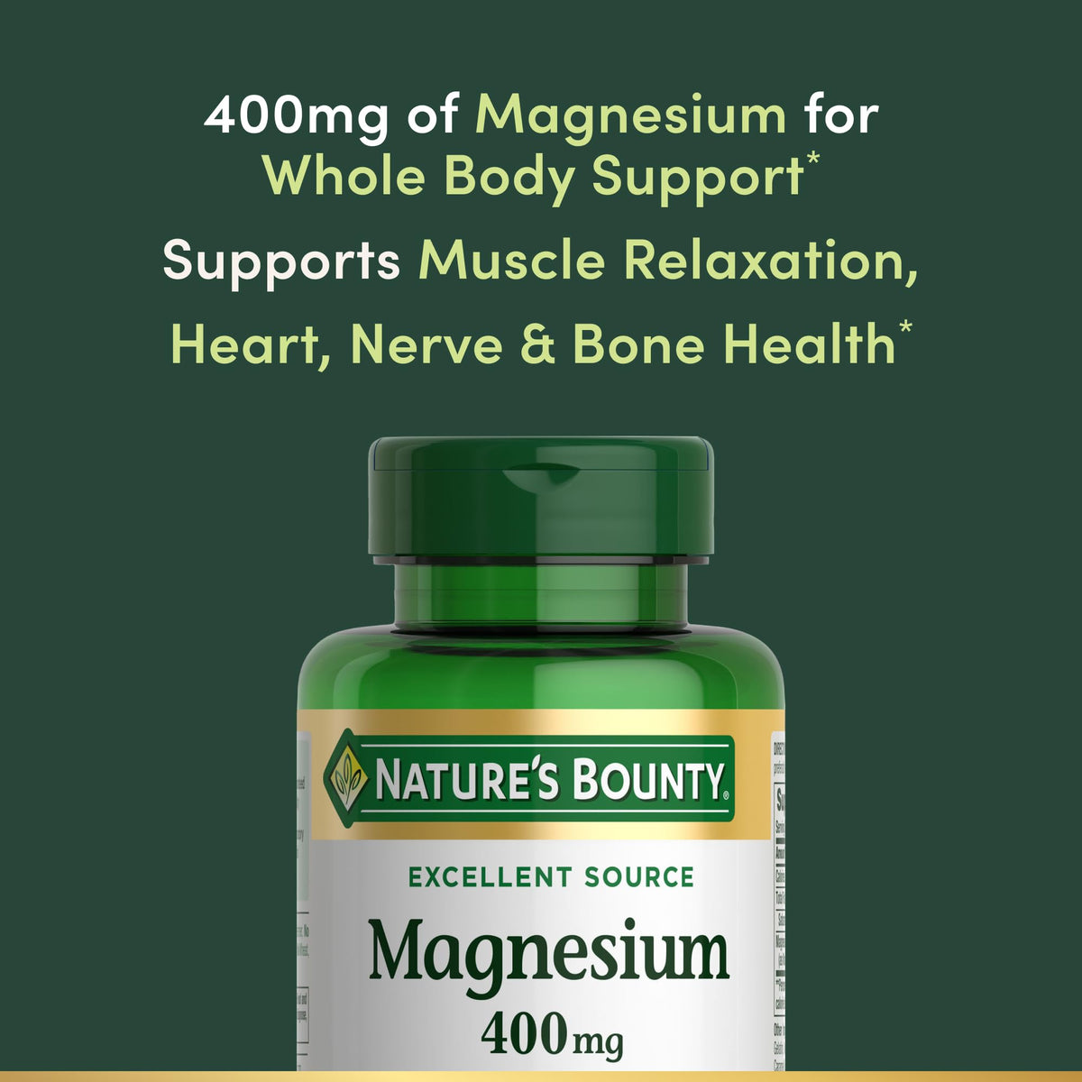 Nature's Bounty Magnesium 400 mg Softgel, Whole Body Support, Magnesium Supplements for Men and Women, Heart, Nerve & Bone Health, 75 Softgels (Pack of 1) Nature's BountyBuy Supplements Australia