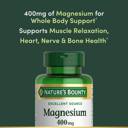 Nature's Bounty Magnesium 400 mg Softgel, Whole Body Support, Magnesium Supplements for Men and Women, Heart, Nerve & Bone Health, 75 Softgels (Pack of 1) Nature's BountyBuy Supplements Australia