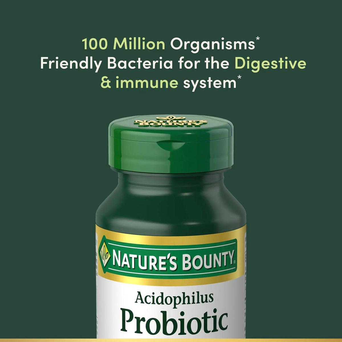 Nature's Bounty Lactobacillus Acidophilus Probiotic Supplement - Daily Probiotic for Women/Men Digestive Health, 100 Million Organisms, Vegetarian, 1 Serving per Day, 120 Tablets Nature's BountyBuy Supplements Australia
