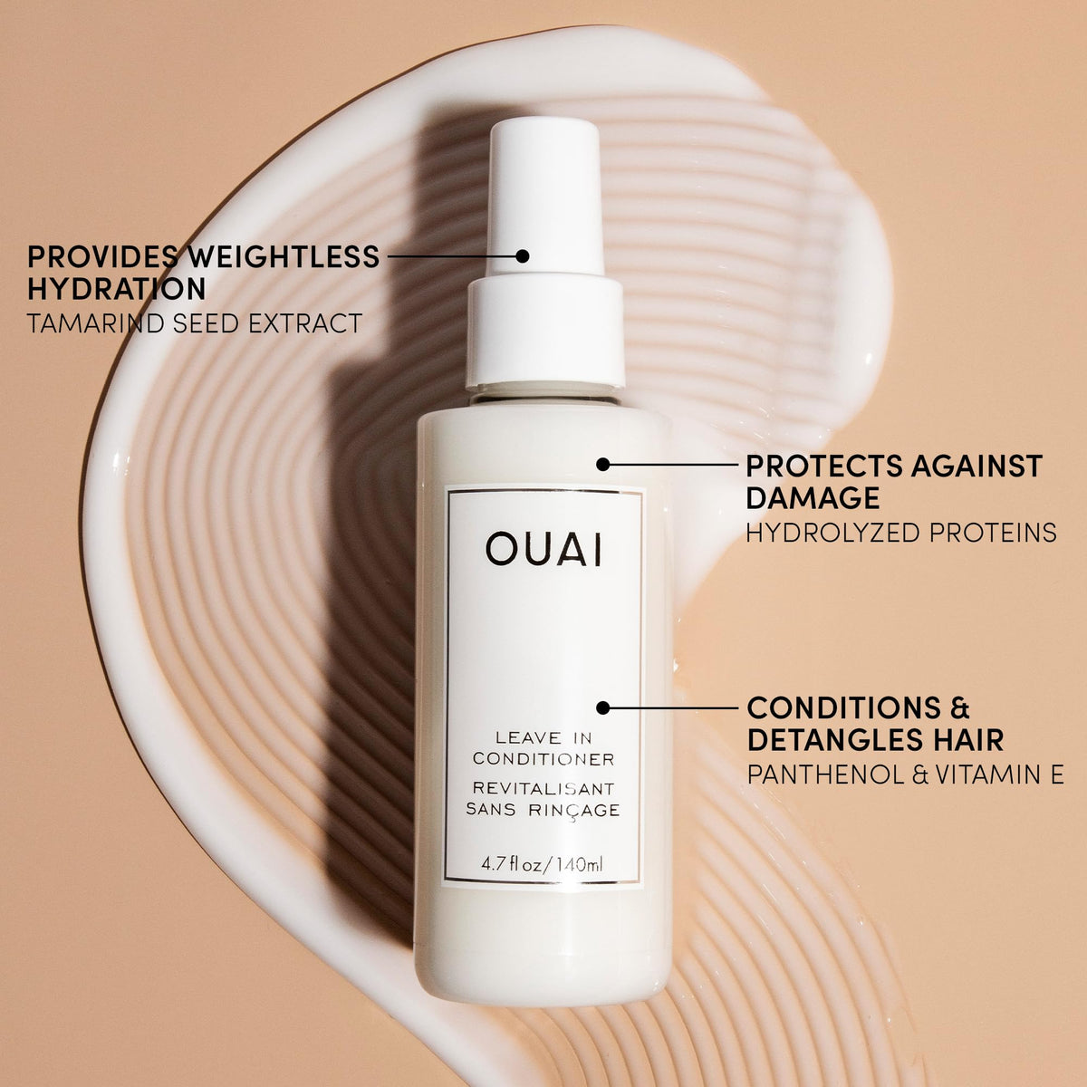 OUAI Leave In Conditioner & Heat Protectant for Hair - Prep Hair for Styling or Use as Detangling Spray to Fight Frizz & Flyaways - No Parabens, Sulfates or Phthalates (4.7 oz) OUAIBuy Supplements Australia