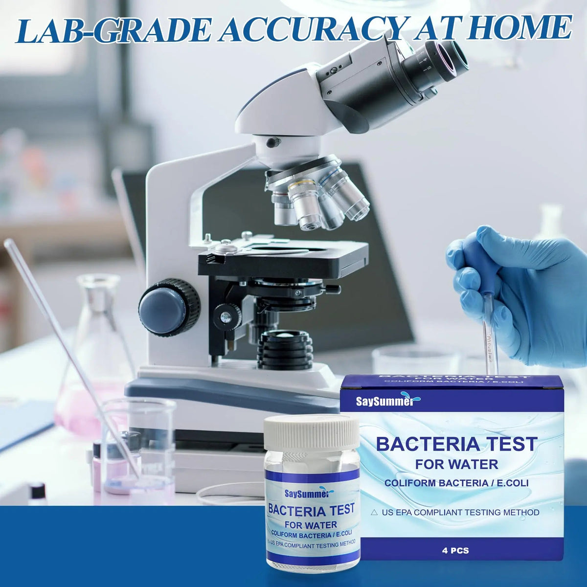 Drinking Water Bacteria Test Kit: 4 Tests Detecting Coliform E coli Bacteria - at Home Well Water Testing Kits for Drinking Water Pool Hot Tub Aquarium and More SaySummerBuy Supplements Australia