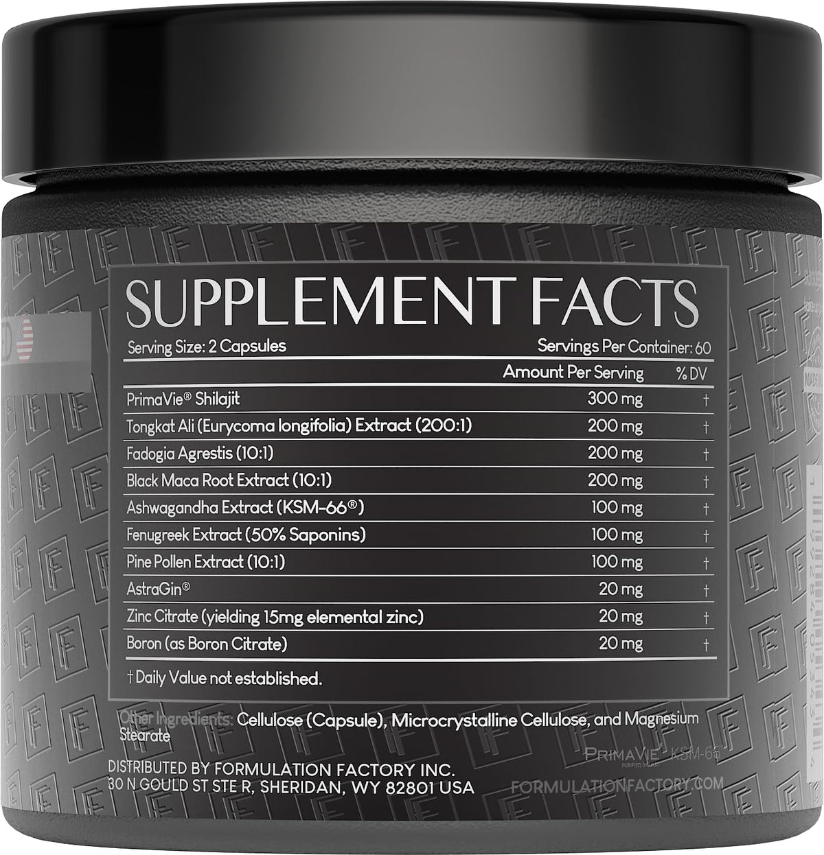 Formulation Factory Self Obsessed Maxxed Male Support - PrimaVie Shilajit, KSM-66 Ashwagandha & 200:1 Tongkat Ali Extract - Advanced Vitality & Drive Complex - 120 Capsules, 2 Month Supply Formulation FactoryBuy Supplements Australia