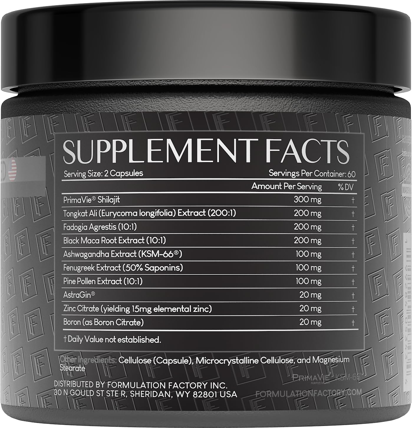 Formulation Factory Self Obsessed Maxxed Male Support - PrimaVie Shilajit, KSM-66 Ashwagandha & 200:1 Tongkat Ali Extract - Advanced Vitality & Drive Complex - 120 Capsules, 2 Month Supply Formulation FactoryBuy Supplements Australia