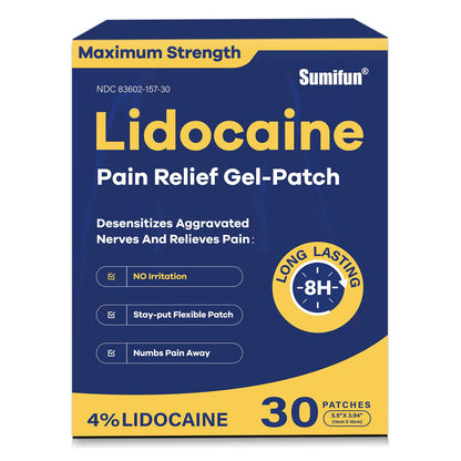Sumifun 4% Lidocaine Pain Relief Patches 30 Count Maximum Strength Numbing Gel Patch for Back Knee Neck Joint Ache Muscle Soreness Topical Analgesic Sumifun buy supplements Au
