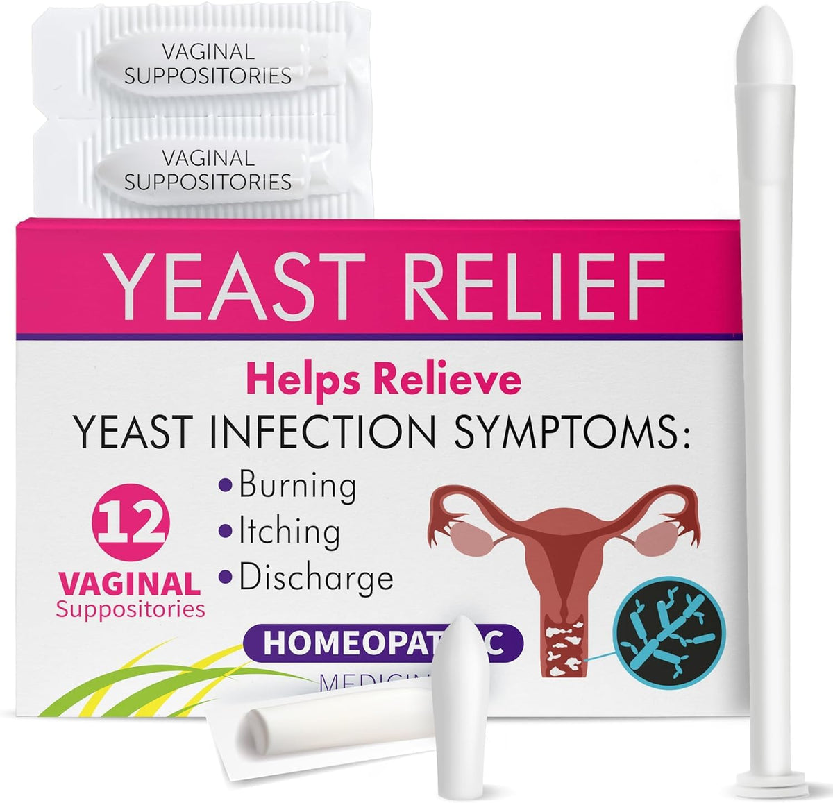 Yeast Infection Treatment for Women | Boric Acid Suppositories For Women | Helps Relieve Itching & Irritation | Vaginal Aid for Inflammation, Dryness & Watery Discharge | 12 Vaginal Suppositories Terramed Just Think ComfortBuy Supplements Australia