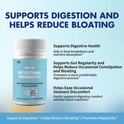 MISS PEP Probiotics 50 Billion CFU - 8 Unique Strains + 3 Prebiotics - Immune, Digestive & Gut Health - Supports Occasional Constipation, Diarrhea, Gas & Bloating - Probiotics for Women & Men - 30ct MISS PEPBuy Supplements Australia