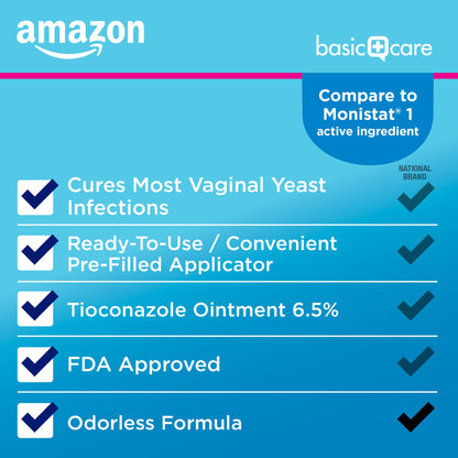 Amazon Basic Care Tioconazole Ointment 6.5 Percent, 1-Dose Yeast Infection Treatment For Women, Fast Acting Relief, Pre-Filled Applicator, Odorless Formula, 0.16 ounce (Pack of 1) Amazon Basic Care buy supplements Au