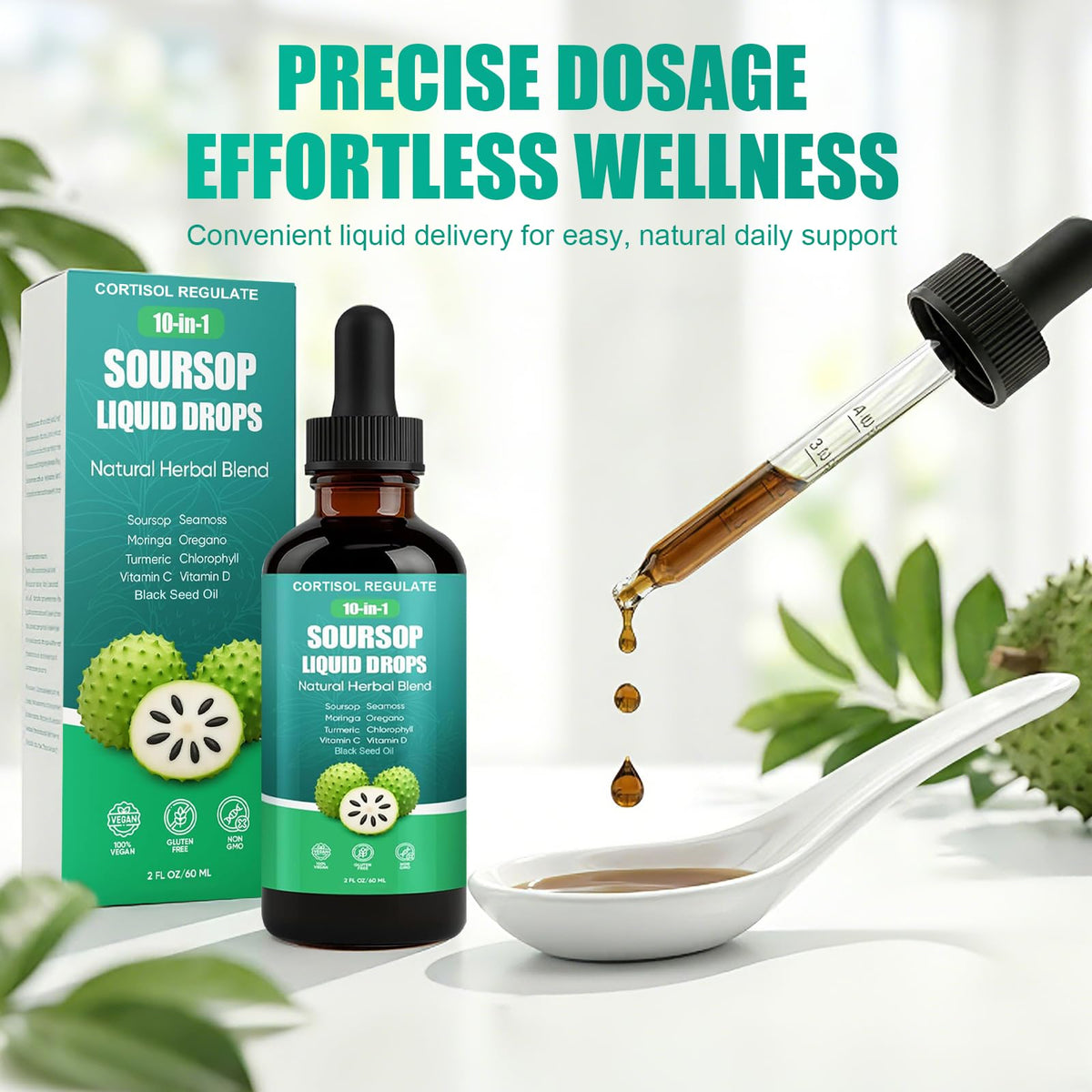 CORTISOL REGULATE Soursop Liquid Drops, 10-in-1 Blend with Sea Moss, Moringa, Turmeric, Black Seed Oil, Oregano, and More, 2 fl oz (1 Pack) CORTISOL REGULATE buy supplements Au