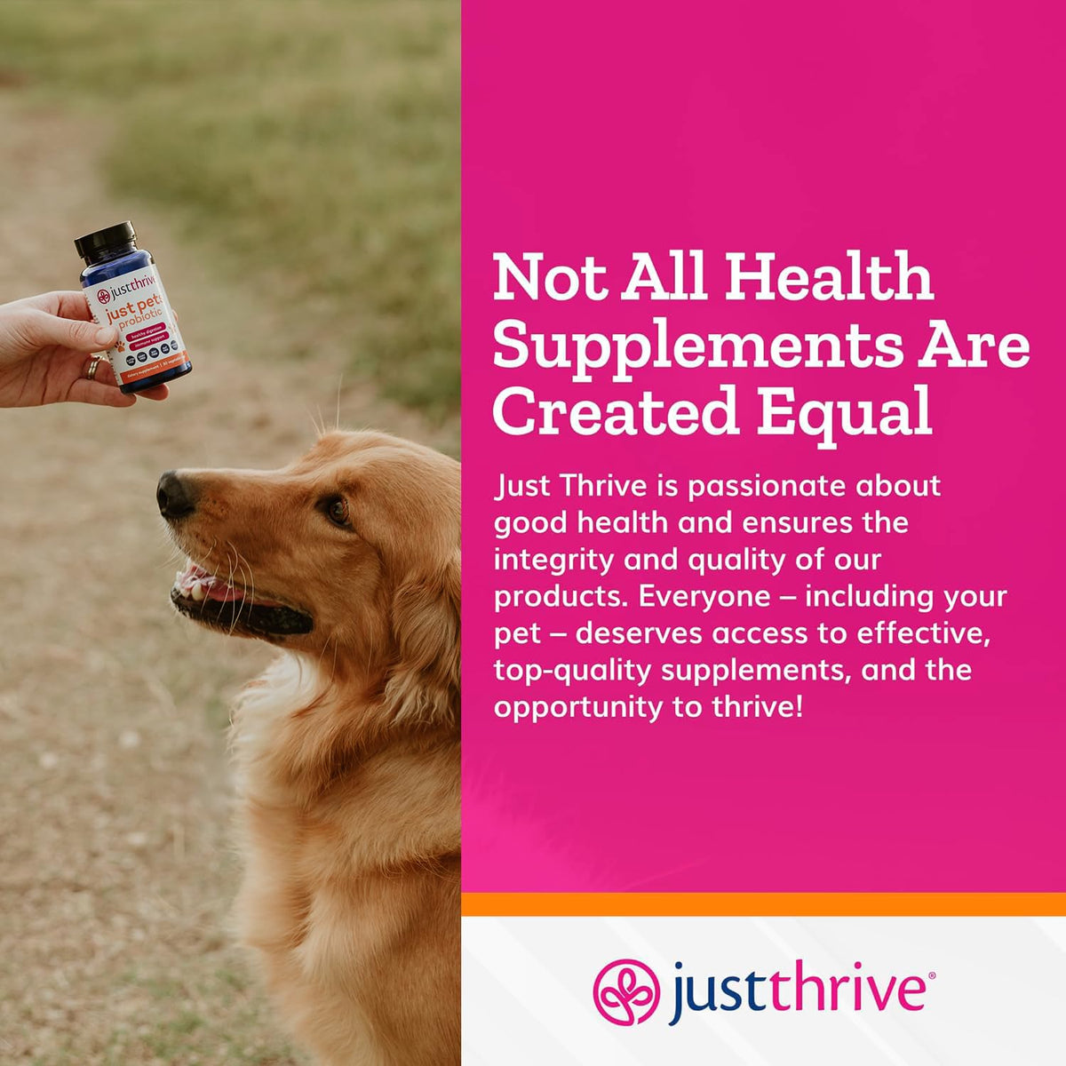 Just Thrive Just Pets Probiotic - Daily Digestive Probiotics for Dogs and Cats - 4 Billion CFUs Pet Probiotic, 30 Capsules Just ThriveBuy Supplements Australia