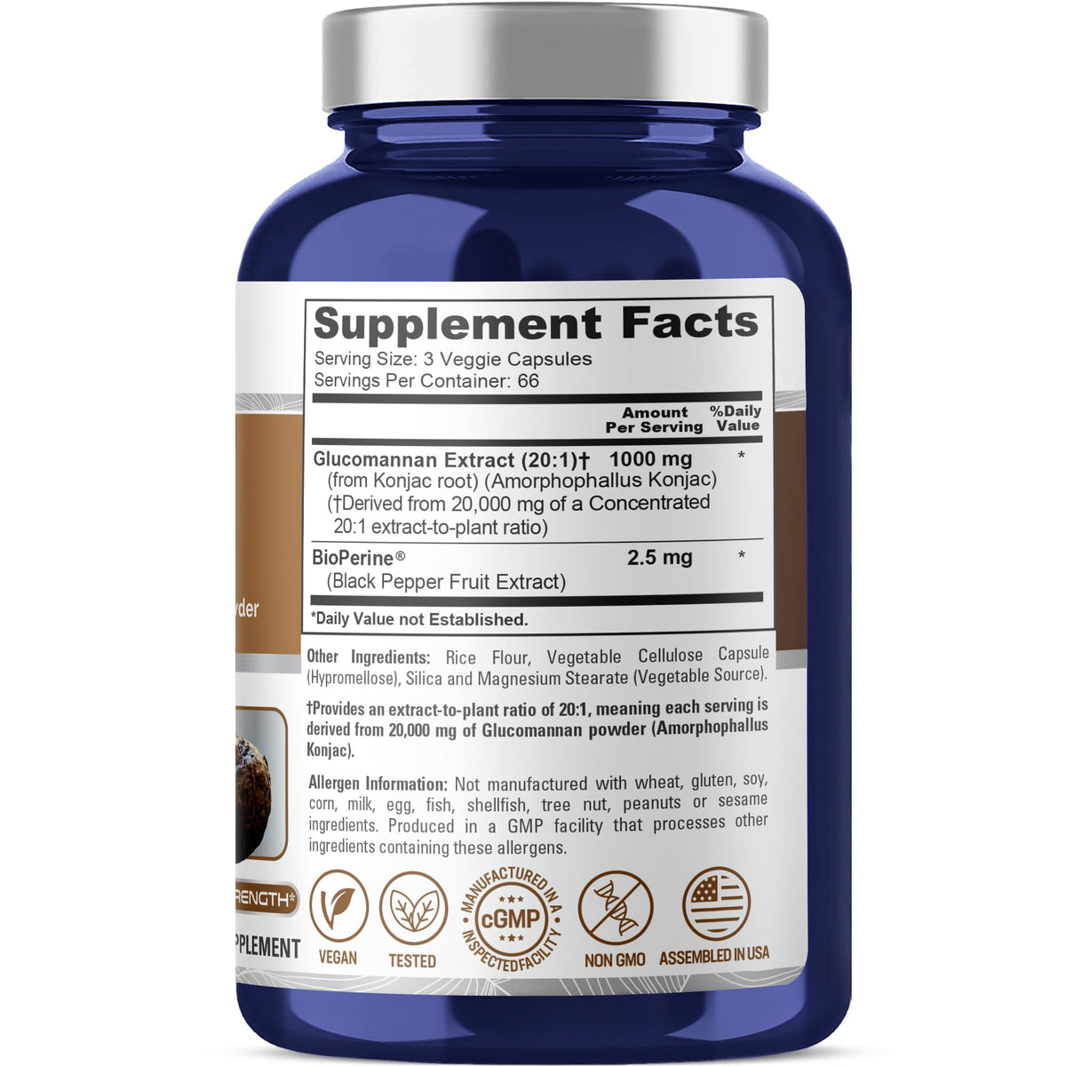 NusaPure Glucomannan 20,000 mg per Serving 200 VCaps (20:1 Extract, BioPerine Non-GMO, Vegan) Konjac Root NusaPureBuy Supplements Australia