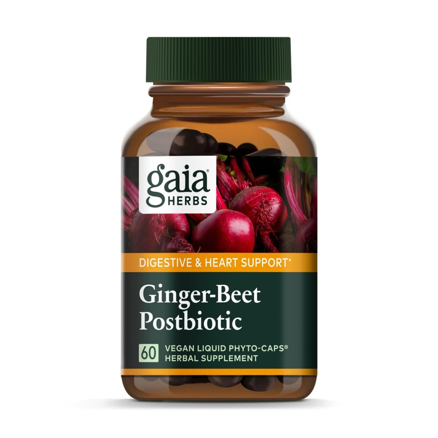 Gaia Herbs Ginger-Beet Postbiotic - Supplement for Gut & Heart Health Support* - Made with Fermented Beets & Ginger - Free from Dairy, Soy & Gluten - 60 Vegan Liquid Phyto-Caps (30 Servings) Gaia HerbsBuy Supplements Australia