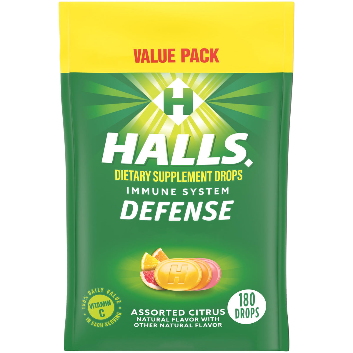HALLS Defense Assorted Citrus Vitamin C Drops, Value Pack, 180 Drops HALLS buy supplements Au