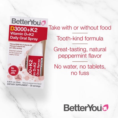BetterYou D3000 + Vitamin D + K2 Spray 12ml BetterYouBuy Supplements Australia
