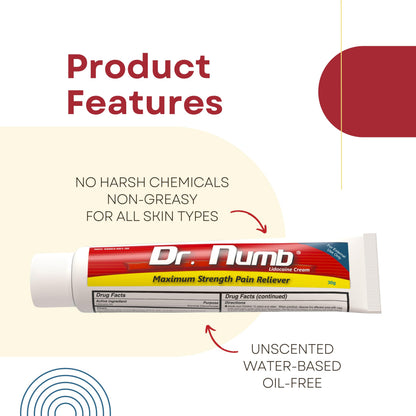 Dr. Numb 5% Lidocaine Numbing Cream, Fast-Acting Maximum Strength Topical Anesthetic Pain Relief Burn Itch Numb Cream with Vitamin E for Hemorrhoid Treatment, Local and Anorectal Uses - 30g 4 Pack Dr. NumbBuy Supplements Australia