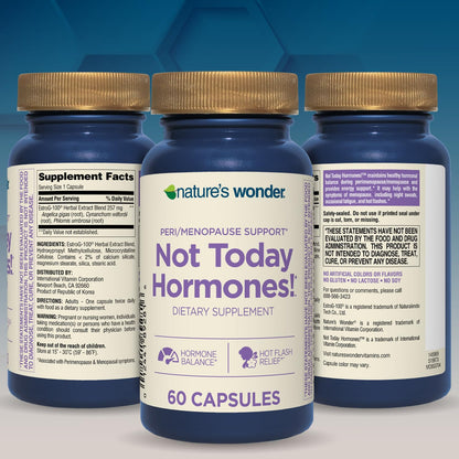 Nature's Wonder Not Today Hormones Perimenopause and Menopause Support Supplement for Women with Estro-G100, Supports Hot Flashes and Night Sweats 60 Vegetarian Capsules, 60 Day Supply Nature's WonderBuy Supplements Australia