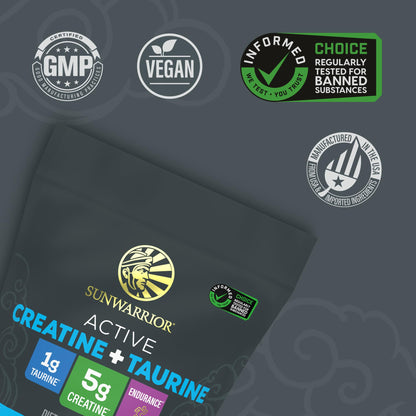 Creatine Monohydrate Powder Taurine Supplement, 5g Creatine Monohydrate 1g Taurine per Serving | Vegan Muscle Strength, Endurance & Recovery Support, Clean Performance Formula | 60 Servings Unflavored SunwarriorBuy Supplements Australia