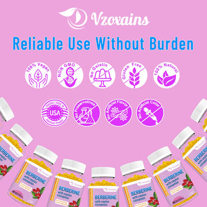 2 Pack Berberine with Ceylon Cinnamon Gummies, 2000mg High Potency Berberine HCI VZOXAINSBuy Supplements Australia
