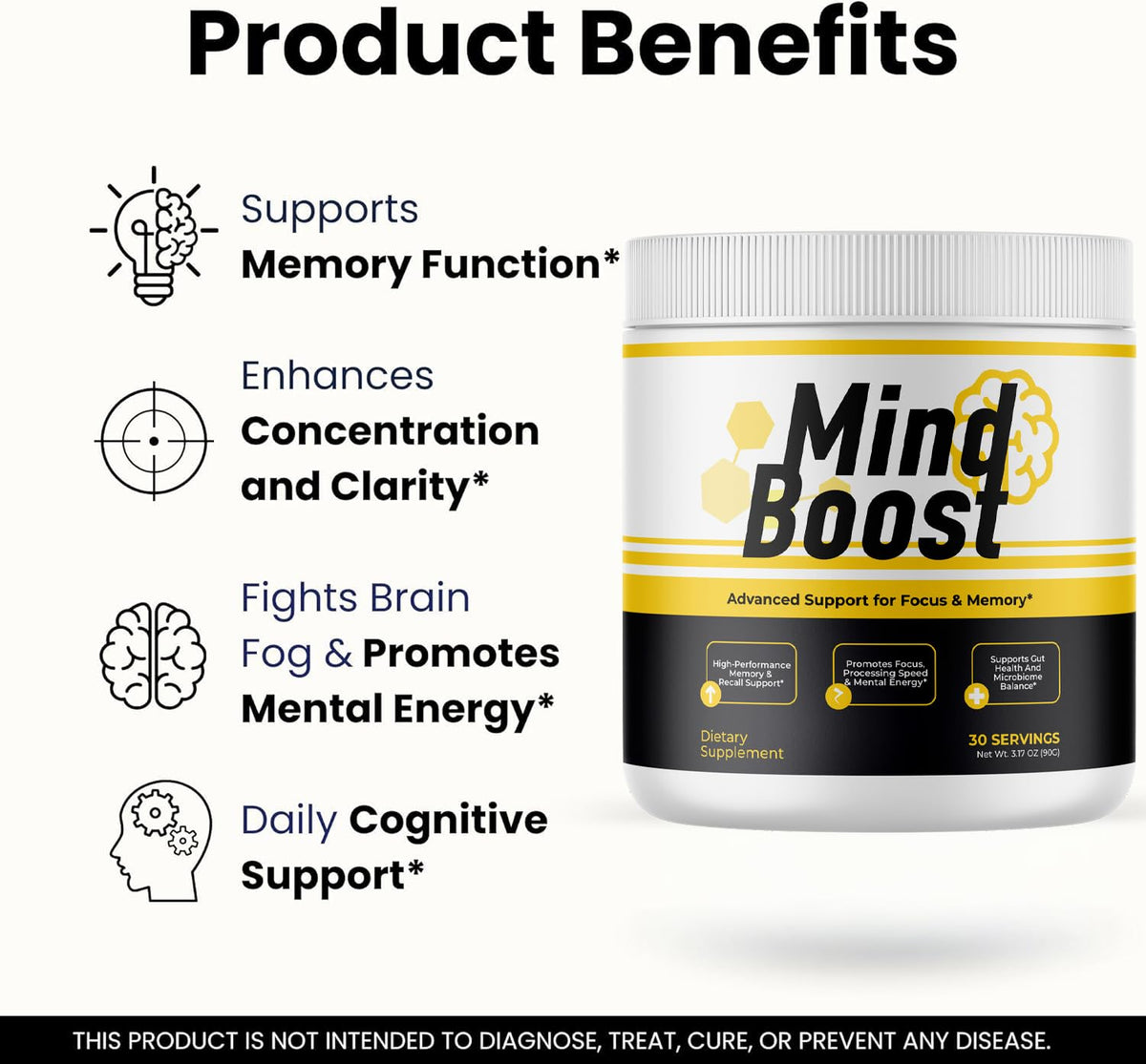 MindBoost Powder - Official Mind Boost Day Supplement, Advanced Nootropic, Premium Formula, Natural Vitamins for Wellness - 1 Bottle for 1 Month VIVALISBuy Supplements Australia