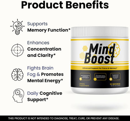 MindBoost Powder - Official Mind Boost Day Supplement, Advanced Nootropic, Premium Formula, Natural Vitamins for Wellness - 1 Bottle for 1 Month VIVALISBuy Supplements Australia