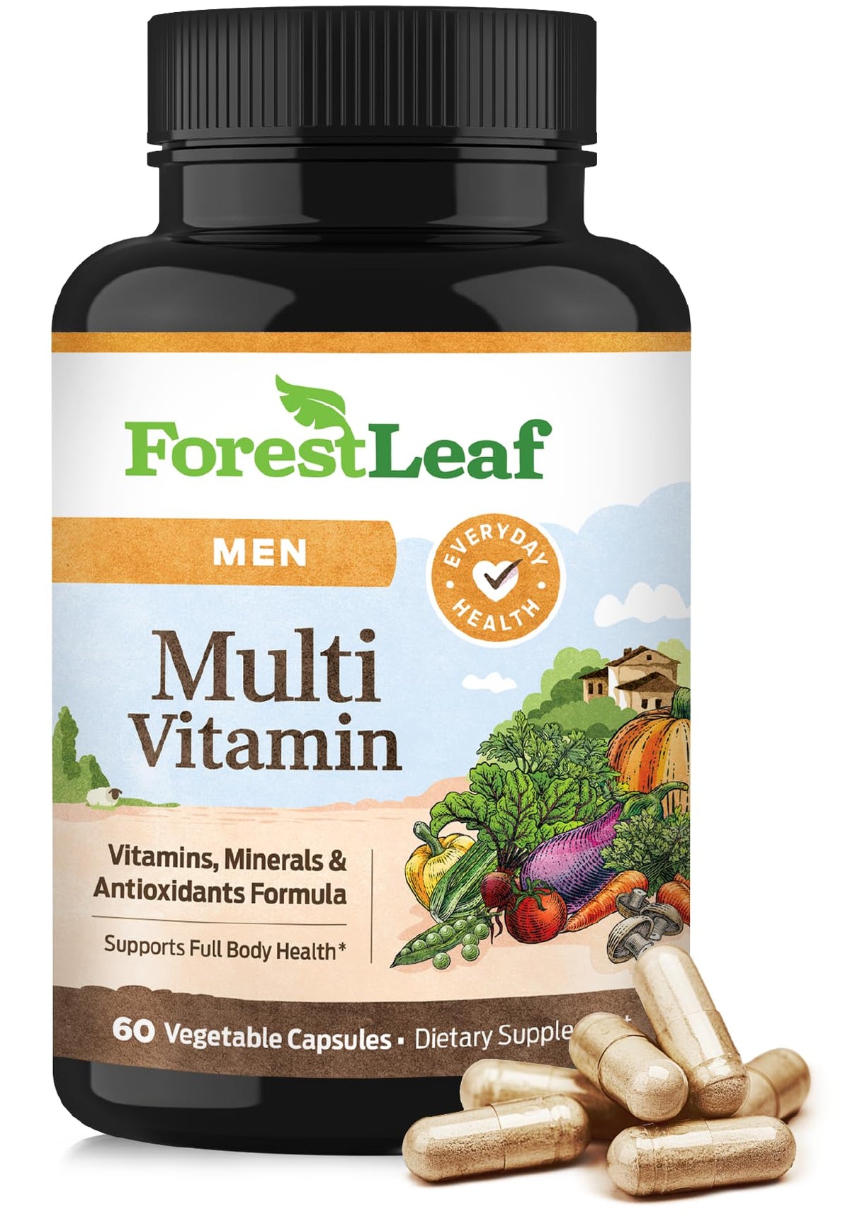 ForestLeaf Daily Vitamin Multivitamin for Men, Multi-Vitamin for Men - Mens Multivitamins & Multiminerals Supplement | All Essential Vitamins Needed for Health, Longevity & Energy | 60 Veg Caps ForestLeaf buy supplements Au