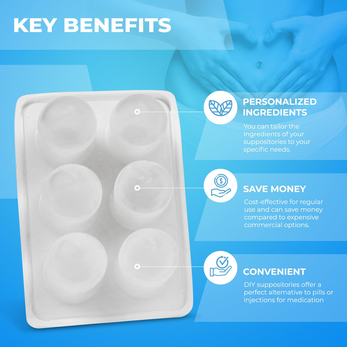 Suppository Molds Kit - Made in France, 3 Sizes (1ml, 2ml, 3ml), Reusable Suppositories Mold - 4 Trays HoxycomBuy Supplements Australia