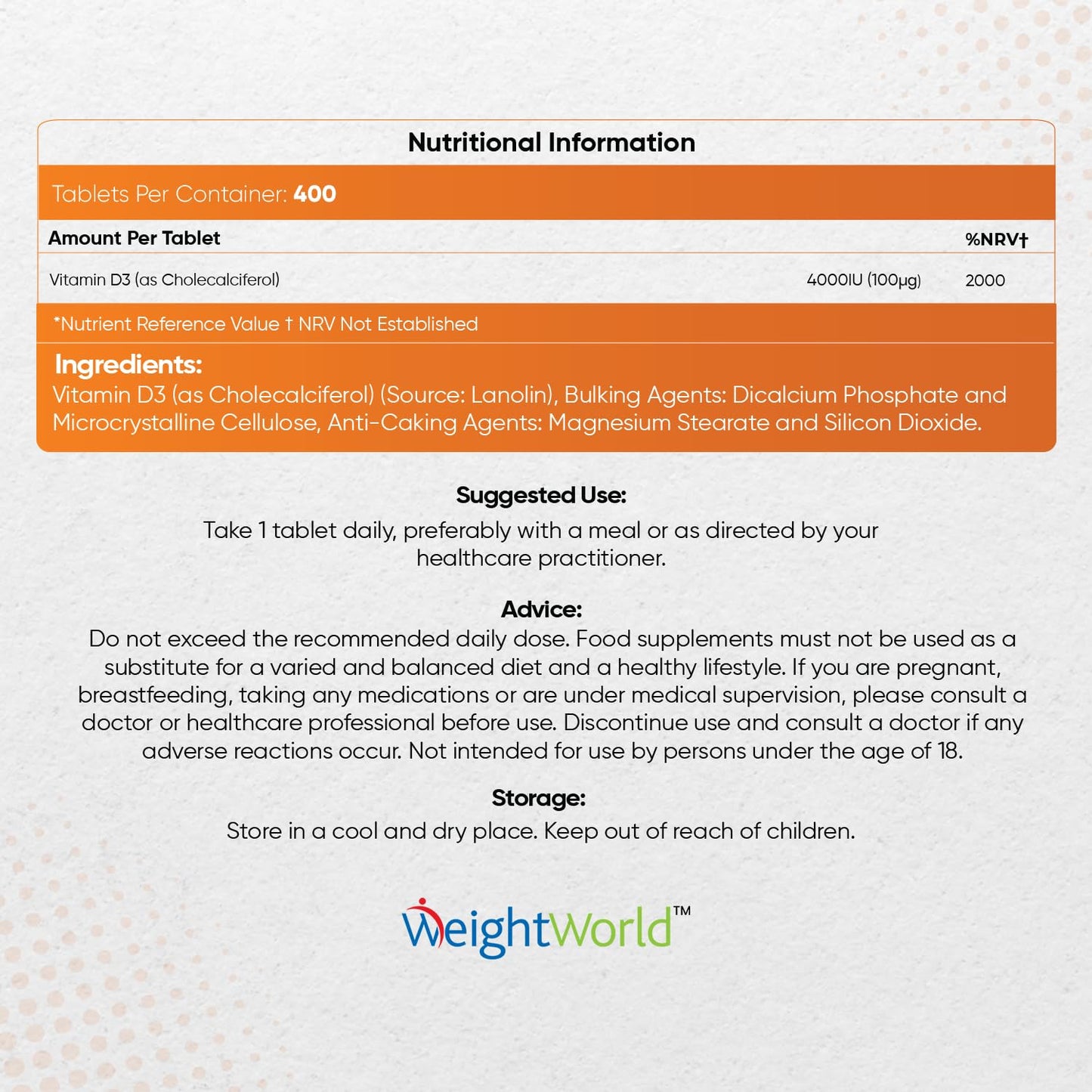 Vitamin D3 4000 IU – 400 High Strength Vitamin D Tablets (1+ Year Supply) – Vegetarian WeightWorldBuy Supplements Australia