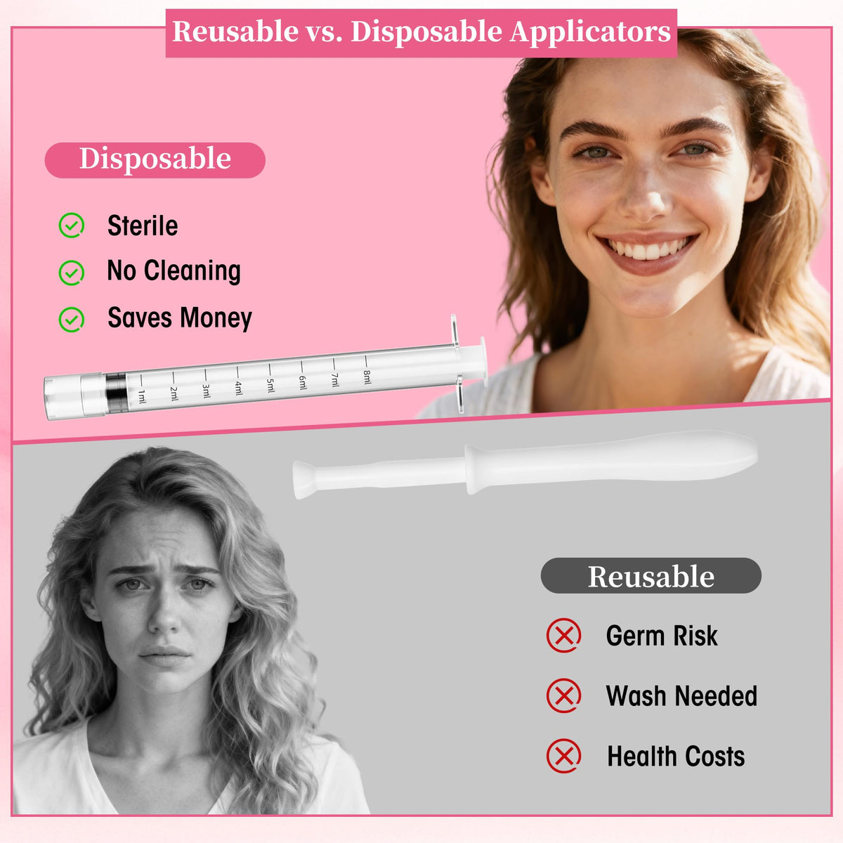 Disposable Vaginal Suppository Applicator for Women – 8ml Lube Injector Syringes with Smooth Tip, Fits Most Creams Gels Pills Tablet Suppositories, Sterilized Individually Wrapped, Pack of 20 BeHerkBuy Supplements Australia