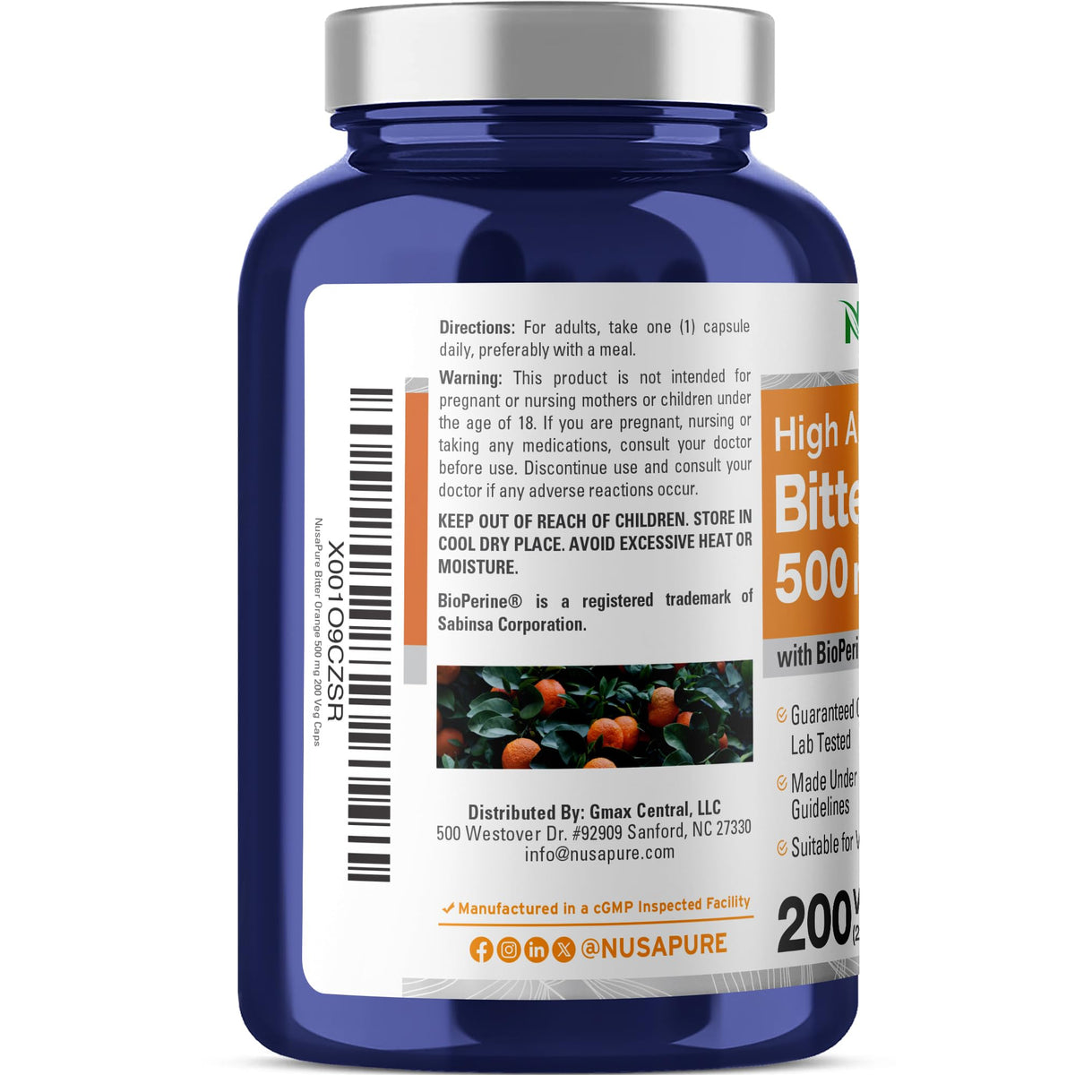 NusaPure Bitter Orange - Suitable for Vegetarian/Vegan, Non - GMO - 500mg 200 Capsules NusaPureBuy Supplements Australia