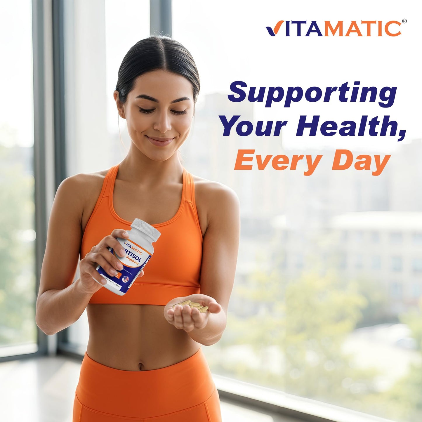 Vitamatic Cortisol Health Support - 90 Veggie Capsules - Made with Adaptogenic Blend with Ashwagandha, Rhodiola, Magnolia, L-Theanine, Phosphatidylserine VitamaticBuy Supplements Australia