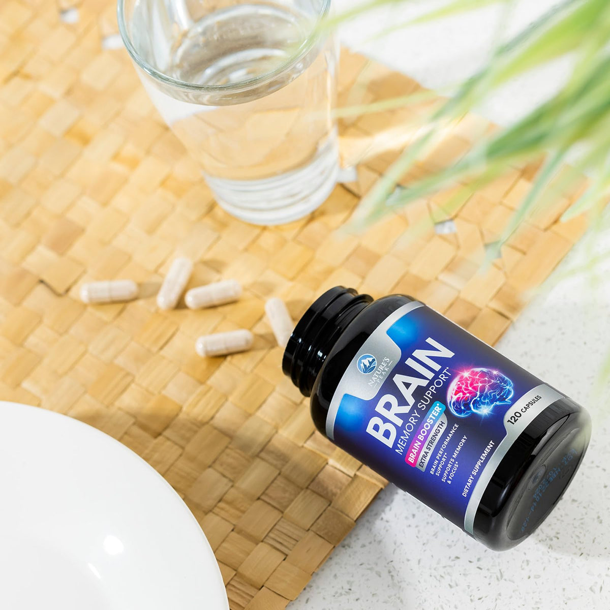 Brain Memory Supplement - 3X Strength Nootropics for Concentration, Clarity & Focus Support - Brain Health Cognitive Vitamins with Bacopa, Phosphatidylserine & DMAE, Brain Booster Pills, 120 Capsules Nature's PeakBuy Supplements Australia