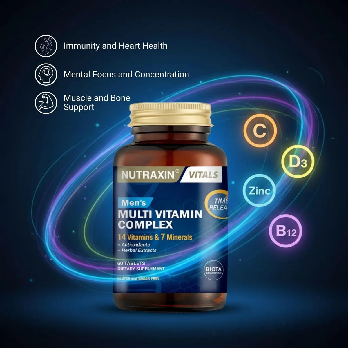 Nutraxin Men's Multivitamin & Mineral Complex, 60 Tablets Nutraxin