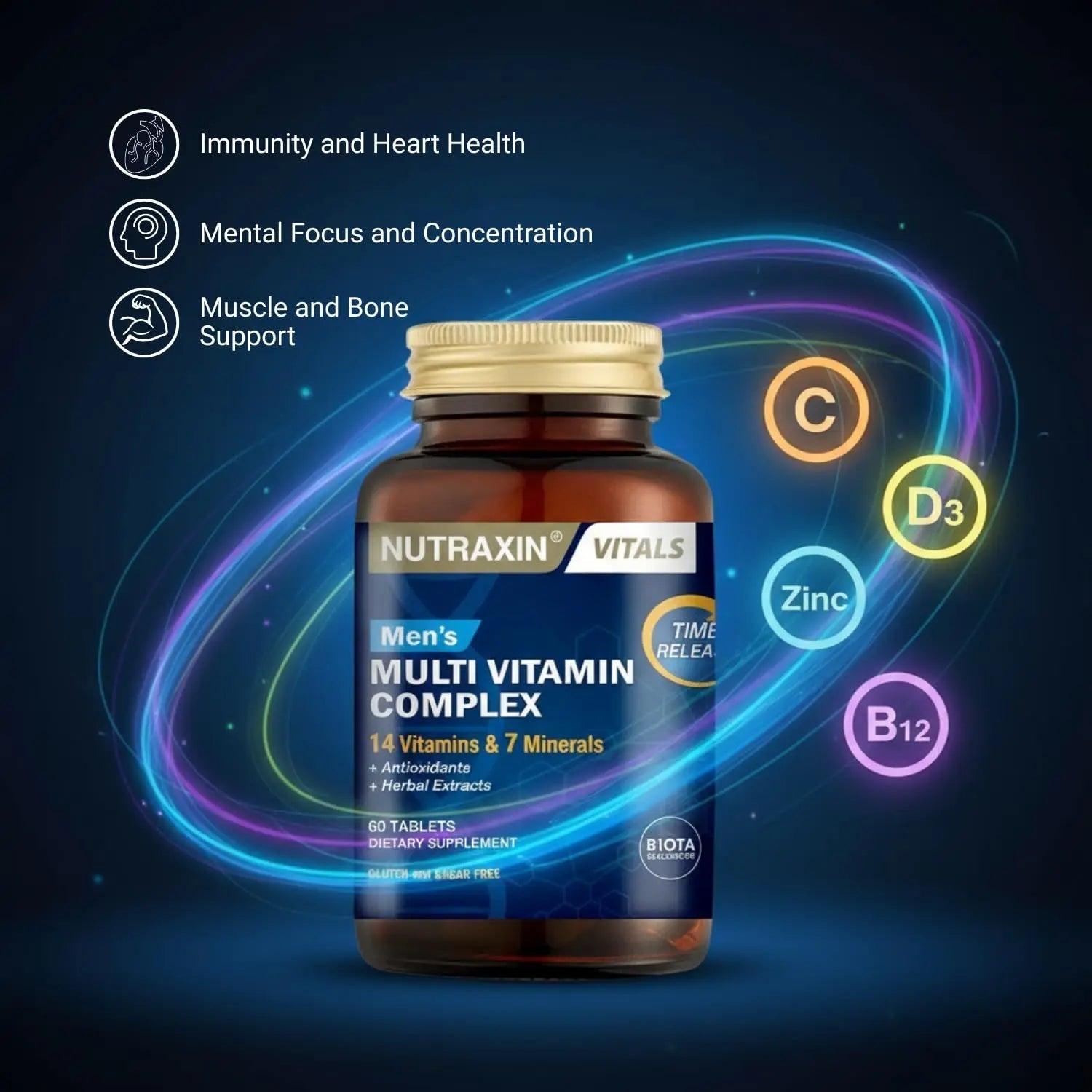 Nutraxin Men's Multivitamin & Mineral Complex, 60 Tablets Nutraxin