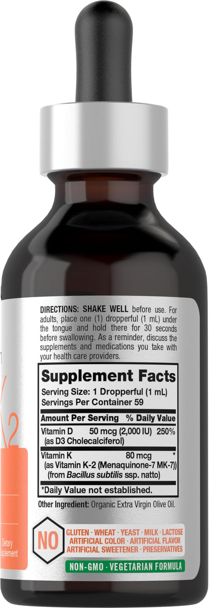 Horbäach Vitamin D3 + K2 Liquid Drops | with MK7 | 2 Fl Oz | Vegetarian | Non-GMO HorbäachBuy Supplements Australia