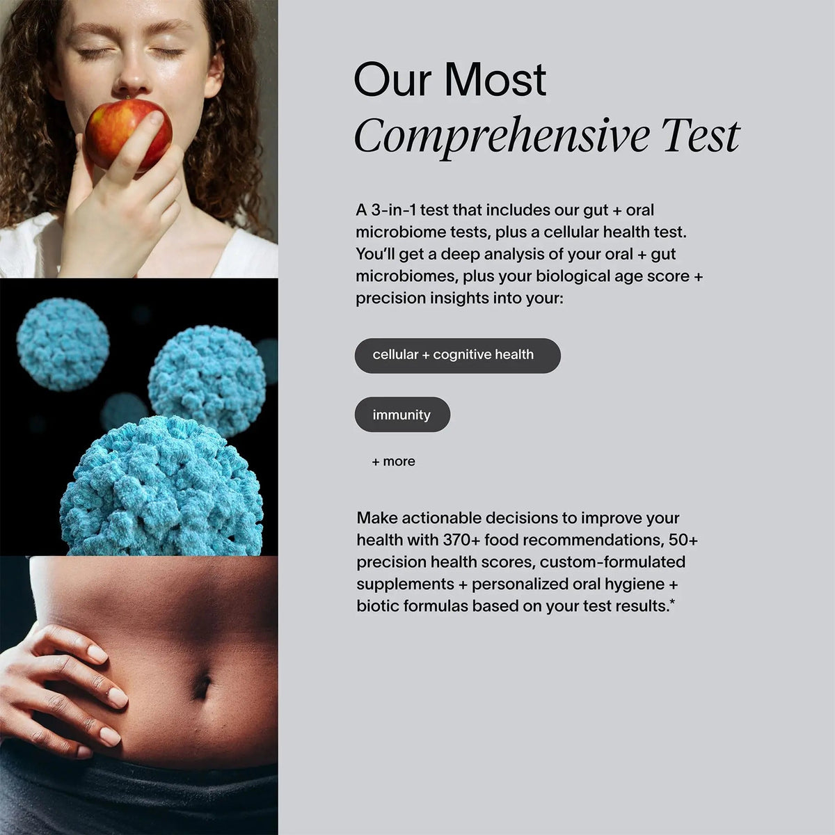 Viome at-Home Full Body Intelligence 3-in-1 Test Kit for Women & Men, 50+ Health Scores from Blood, Saliva, and Stool, Comprehensive Gut Microbiome Analysis, Biological Age, BioHacker Friendly ViomeBuy Supplements Australia