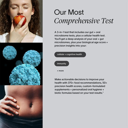 Viome at-Home Full Body Intelligence 3-in-1 Test Kit for Women & Men, 50+ Health Scores from Blood, Saliva, and Stool, Comprehensive Gut Microbiome Analysis, Biological Age, BioHacker Friendly ViomeBuy Supplements Australia