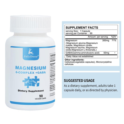 3 Bottles Sixfold Magnesium Complex | 350mg of Magnesium Glycinate, Malate, Citrate, Taurine, Oxide, Mg+ for Muscles,Nerves,& Energy, GABA Sleep Support | High Absorption | Vegan | 90 Capsules RisabouBuy Supplements Australia