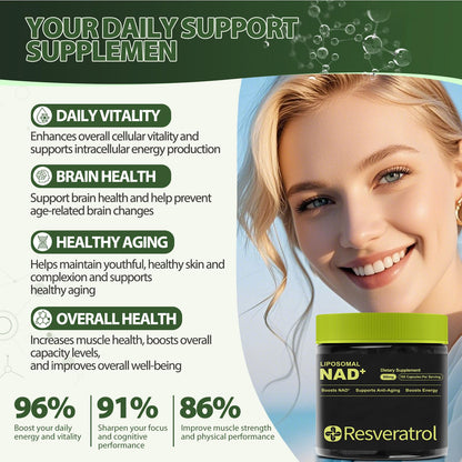 BOSNETHUINH NAD+ Supplement, NAD Nicotinamide Riboside Resveratrol, Liposomal NAD - NMNH Supplement Alternative for Anti-Aging, Mental Clarity & Cellular Energy 100 Capsules BOSNETHUINHBuy Supplements Australia