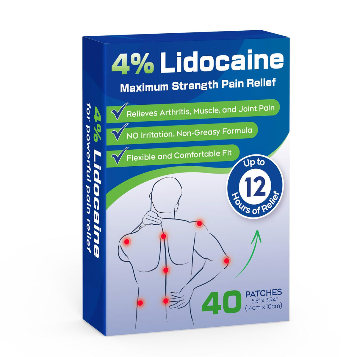Uposiut Lidocaine 4% Patches - Extra Strength Lidocaine Patches (40 Patches), for Neck, Shoulder, Back, Knee, and Ankle Muscles, 12-Hour Effectiveness-A001L UposiutBuy Supplements Australia