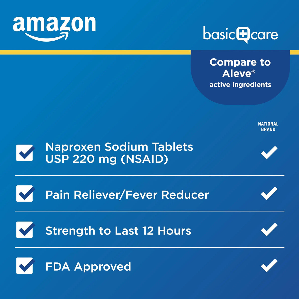 Amazon Basic Care Naproxen Sodium Tablets 220 mg, Pain Reliever/Fever Reducer (NSAID), 12-Hour Relief for Headache, Backache, Menstrual Pain, Muscle Aches, Arthritis, 300 Count Amazon Basic CareBuy Supplements Australia