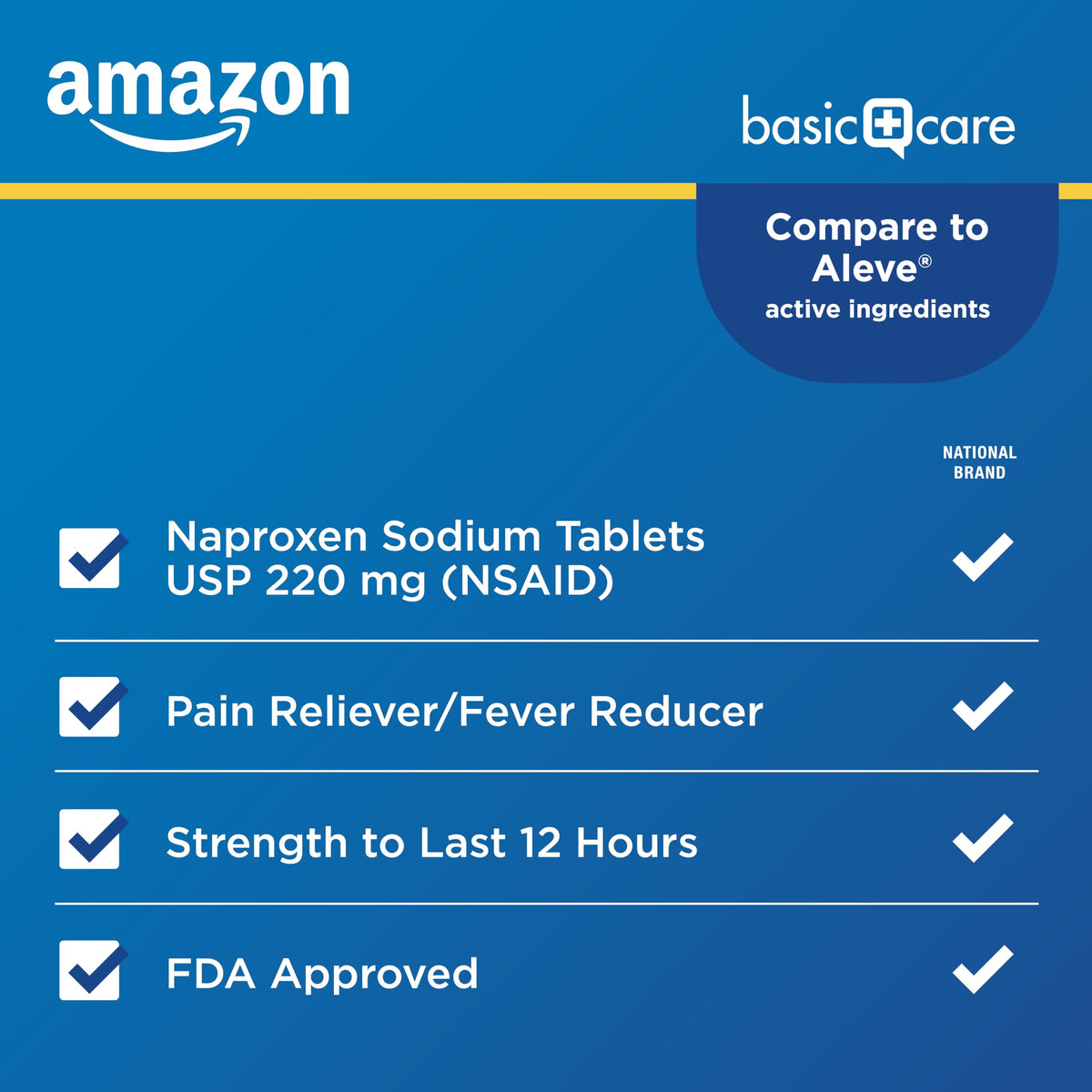 Amazon Basic Care Naproxen Sodium Tablets 220 mg, Pain Reliever/Fever Reducer (NSAID), 12-Hour Relief for Headache, Backache, Menstrual Pain, Muscle Aches, Arthritis, 300 Count Amazon Basic Care buy supplements Au