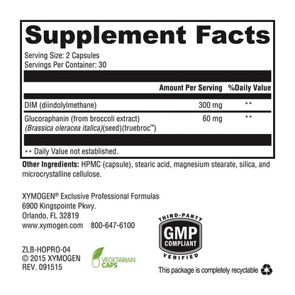 XYMOGEN Hormone Protect - Dim Supplements for Women with Glucoraphanin from Broccoli Extract - Promote Detoxification, Balance & Protect Estrogen Sensitive Tissues in The Breast & More (60 Capsules) XYMOGENBuy Supplements Australia