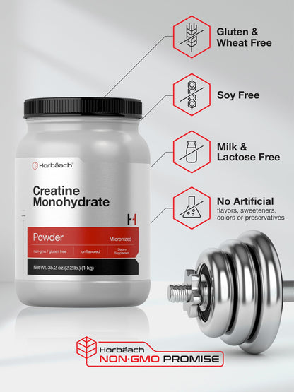 Horbäach Creatine Monohydrate Powder | 2.2lbs (35.2 oz) | Micronized and Unflavored | Vegetarian, Non-GMO, and Gluten Free Supplement HorbäachBuy Supplements Australia