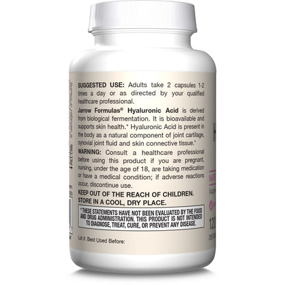 Jarrow Formulas® Hyaluronic Acid 120 mg, Dietary Supplement, Skin Health Support, 120 Veggie Capsules, Up to 60 Day Supply Jarrow FormulasBuy Supplements Australia
