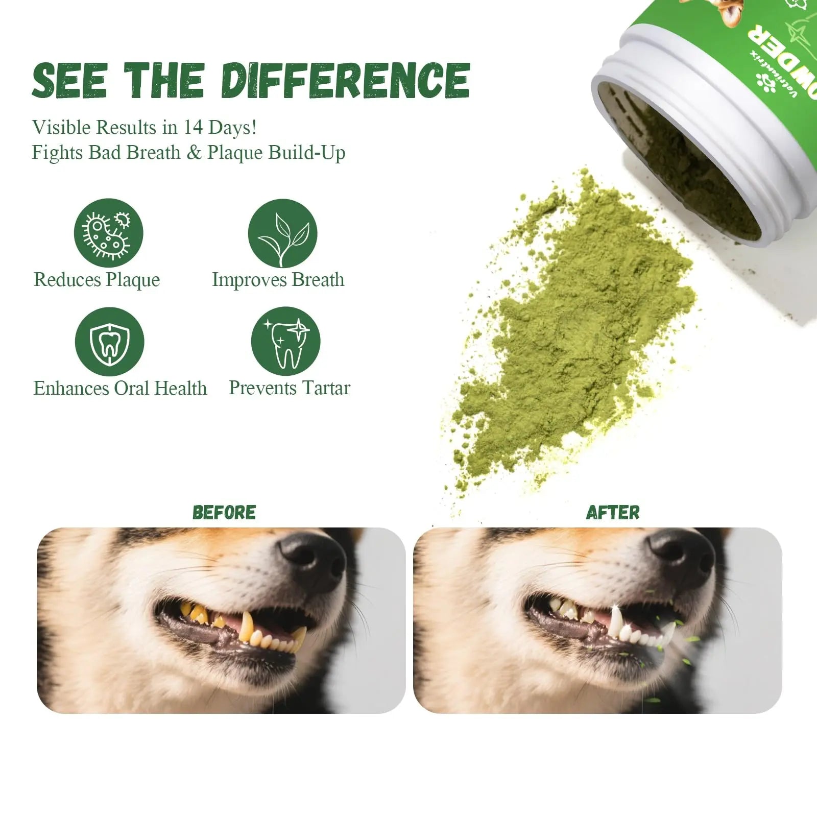 Vetriuntrix Dog Dental Powder, Dental Powder for Dogs Teeth Cleaning and Breath Fresh, Dog Teeth Cleaning Powder with Natural Plants Ingredients and Postbiotics, 200g VetriuntrixBuy Supplements Australia