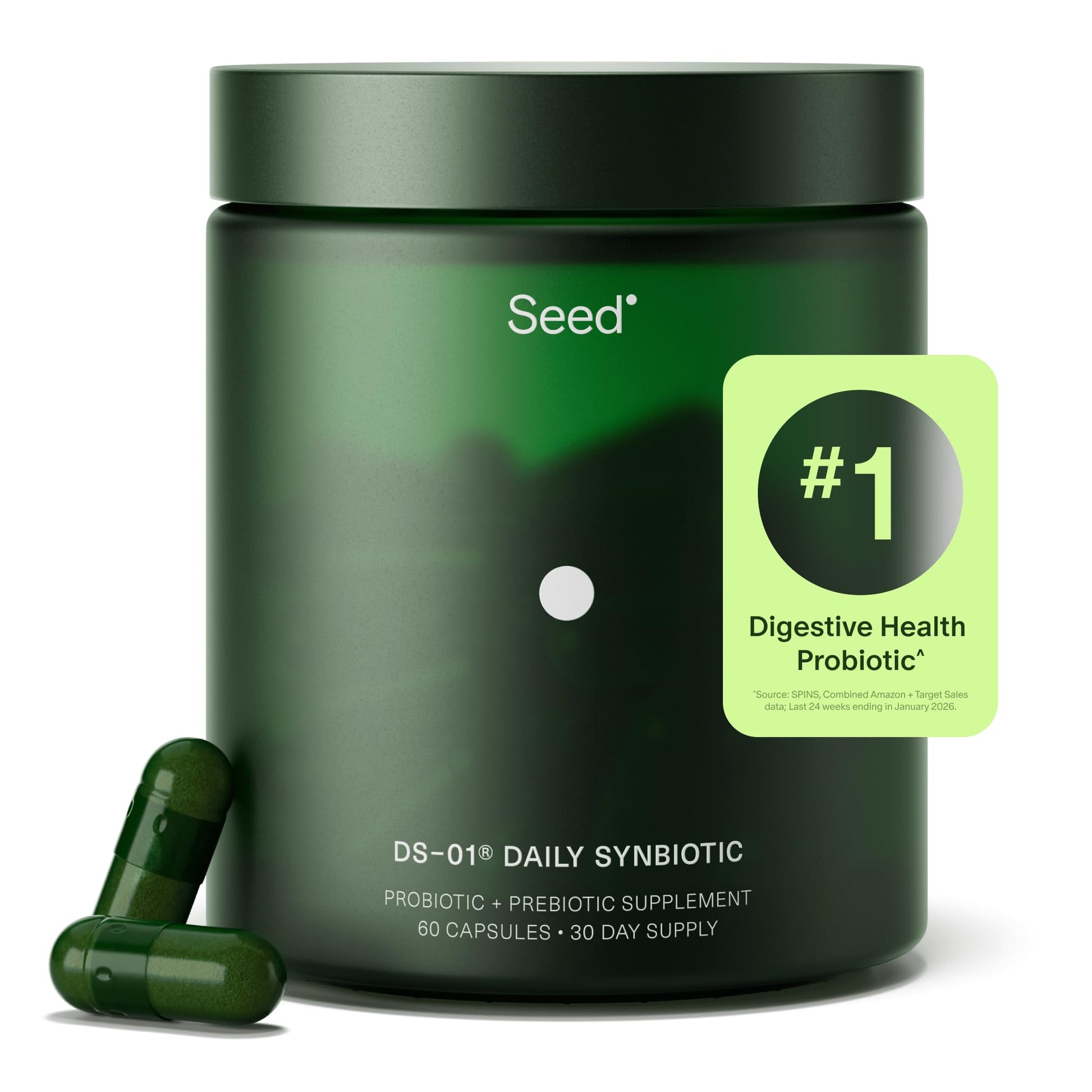 Seed DS-01 Daily Synbiotic - Prebiotic and Probiotic for Women & Men - Digestive Health, Gut Health, Immune Support, Bloating & Constipation Relief - Vegan & Shelf-Stable - 30-Day Starter (60ct) Seed buy supplements Au