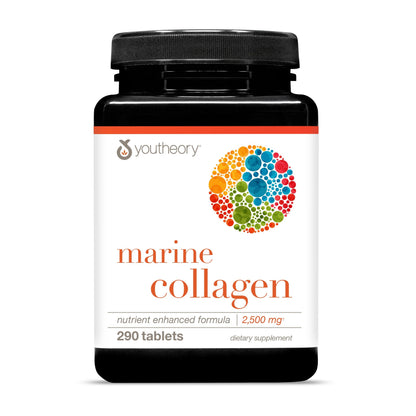 Youtheory Marine Collagen Tablets - 2,500 mg Fish-Sourced Collagen Peptides- with Vitamins A, C, E, B6 & B12 - Supports Joint & Nail Health* - Highly Absorbable - 290 Tablets (58-Day Supply) YoutheoryBuy Supplements Australia