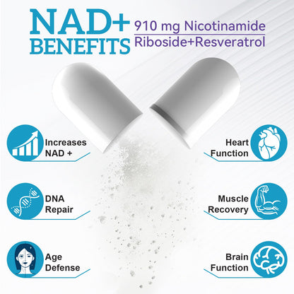 NAD+ Supplement Alternative - Liposomal Nicotinamide Riboside - Resveratrol & Quercetin - High Purity NAD Supplements for Anti-Aging, Focus, Energy 120 Capsules RuduwuBuy Supplements Australia