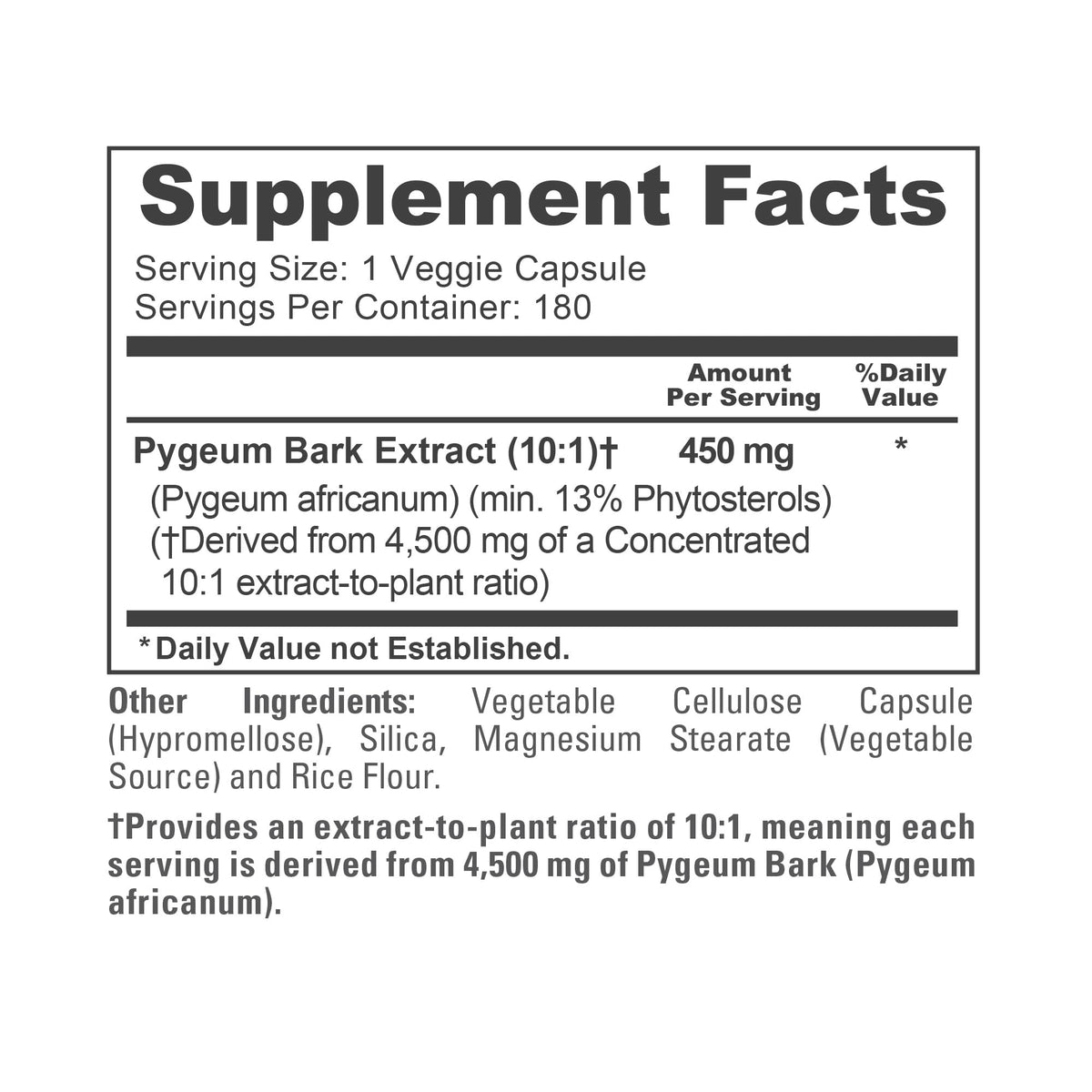NusaPure Pygeum Bark 10:1 Extract, 450 mg Equivalent to 4,500mg 180 Veggie Caps (Non-GMO, Vegan) NusaPureBuy Supplements Australia